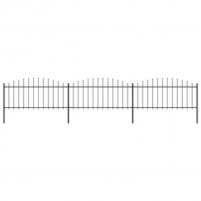 Patio Fence with Spear Top Steel 16.7 ' Black (3x144940...