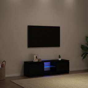 TV Cabinet with LED Lights Black Oak 47.2x11.8x14.2" En...