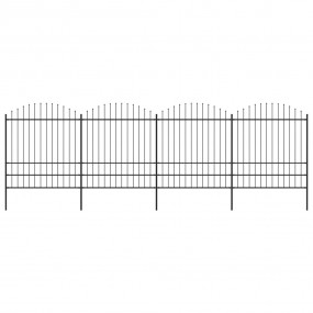 Patio Fence with Spear Top Steel 22.3 ' Black (4x144945...