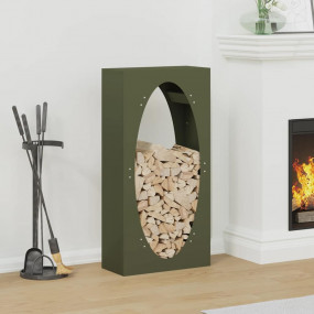 Firewood Rack Olive Green 19.7x9.1x39.4" Cold-rolled st...