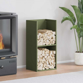 Firewood Rack Olive Green 15.7x11.8x31.5" Cold-rolled s...