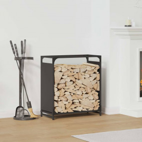Firewood Rack Black 23.6x11.0x25.6" Cold-rolled steel