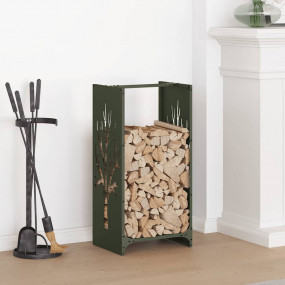 Firewood Rack Olive Green 15.7x11.8x31.5" Cold-rolled s...