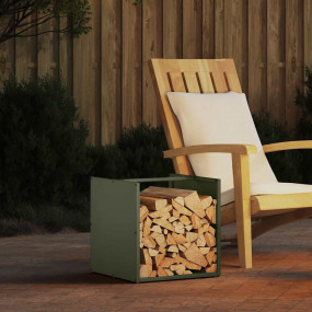 Firewood Rack Olive Green 15.7x15.7x15.7" Cold-rolled s...