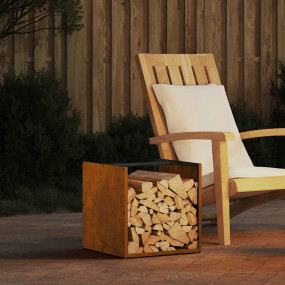 Firewood Rack 15.7x15.7x15.7" Weathering Steel