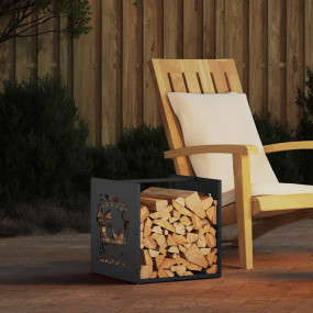 Firewood Rack Black 15.7x15.7x15.7" Cold-rolled steel