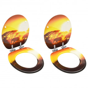 WC Toilet Seats with Soft Close Lid 2 pcs MDF Savanne D...