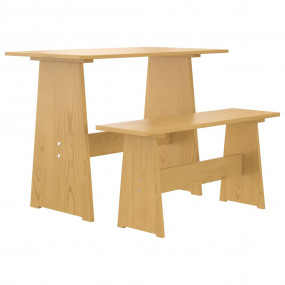 Dining Table with Bench "REINE" Honey Brown Solid Wood ...