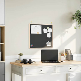 Chalkboard with Solid Pine Wood Frame Black 23.6x21.7"