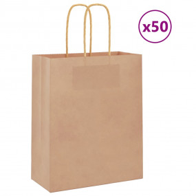 Paper Bags 50 pcs with Handles Brown 18x8x22 cm