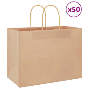 Paper Bags 50 pcs with Handles Brown 32x17x25 cm