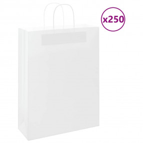 Paper Bags 250 pcs with Handles White 32x12x42 cm