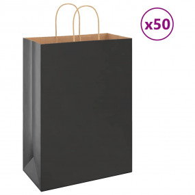 Paper Bags 50 pcs with Handles Black 32x17x44 cm