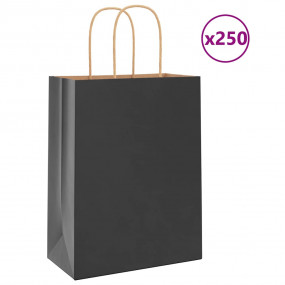 Paper Bags 250 pcs with Handles Black 21x11x28 cm