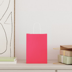 Paper Bags 250 pcs with Handles Pink 15x8x21 cm