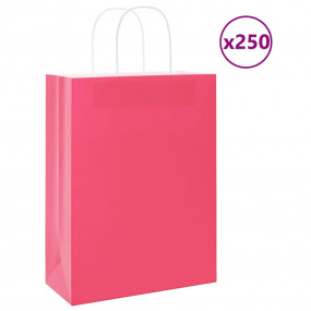 Paper Bags 250 pcs with Handles Pink 26x12x35 cm
