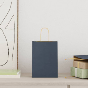 Paper Bags 50 pcs with Handles Blue 15x8x21 cm
