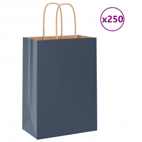 Paper Bags 250 pcs with Handles Blue 15x8x21 cm