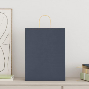 Paper Bags 250 pcs with Handles Blue 32x12x42 cm