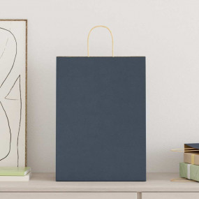Paper Bags 250 pcs with Handles Blue 32x17x44 cm