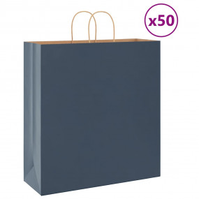 Paper Bags 50 pcs with Handles Blue 45x17x48 cm