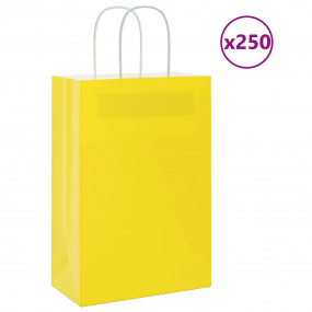 Paper Bags 250 pcs with Handles Yellow 21x11x31 cm