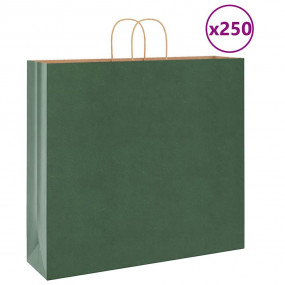 Paper Bags 250 pcs with Handles Green 54x15x49 cm