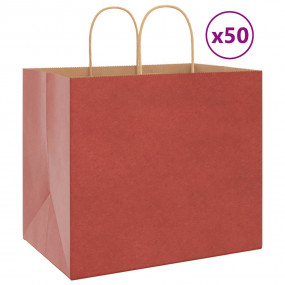 Paper Bags 50 pcs with Handles Red 32x22x28 cm