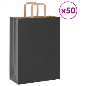 Paper Bags 50 pcs with Handles Black 26x12x35 cm