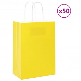 Paper Bags 50 pcs with Handles Yellow 15x8x21 cm