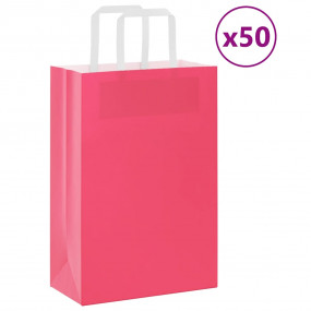 Paper Bags 50 pcs with Handles Pink 21x11x31 cm