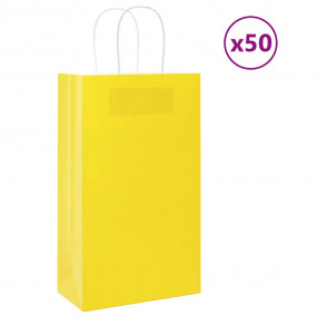 Paper Bags 50 pcs with Handles Yellow 21x11x36 cm