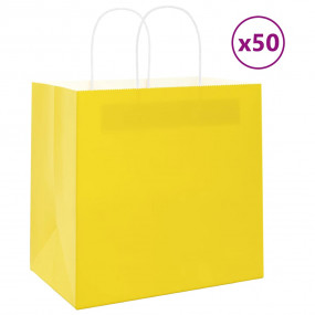 Paper Bags 50 pcs with Handles Yellow 26x17x25 cm