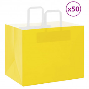 Paper Bags 50 pcs with Handles Yellow 32x22x24 cm
