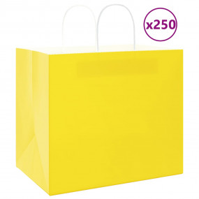 Paper Bags 250 pcs with Handles Yellow 32x22x28 cm