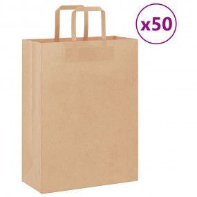 Paper Bags 50 pcs with Handles Brown 26x12x35 cm