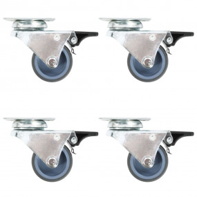 Twin-wheel Swivel Casters with Double Brakes 4 pcs 1.97...