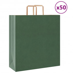 Paper Bags 50 pcs with Handles Green 45x17x48 cm