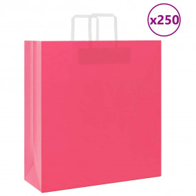 Paper Bags 250 pcs with Handles Pink 45x17x48 cm