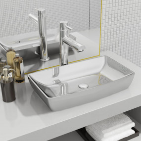 Wash Basin 28.0x15.0x5.3" Ceramic Silver