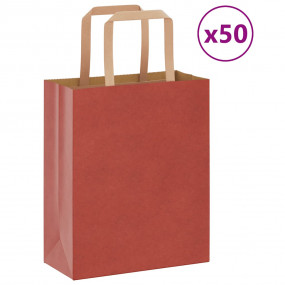 Paper Bags 50 pcs with Handles Red 18x8x22 cm