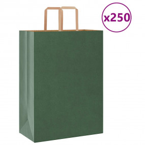 Paper Bags 250 pcs with Handles Green 32x17x44 cm
