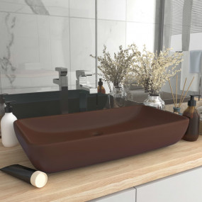 Luxury Basin Rectangular Matt Dark Brown 28.0x15.0" Cer...