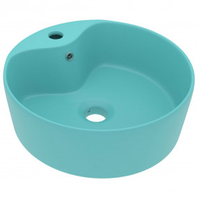 Luxury Wash Basin with Overflow Matt Light Green 14.2x5...