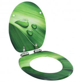 WC Toilet Seat with Soft Close Lid MDF Green Water Drop...