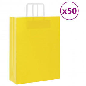 Paper Bags 50 pcs with Handles Yellow 32x12x42 cm