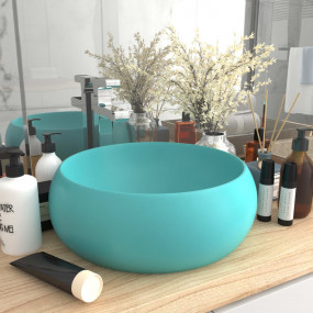 Luxury Wash Basin Round Matt Light Green 15.7x5.9" Cera...