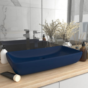 Luxury Basin Rectangular Matt Dark Blue 28.0x15.0" Cera...