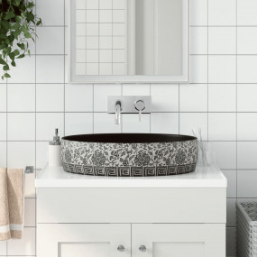 Countertop Basin Black and Blue Oval 22.2x14.4x5.3" Cer...