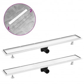 Shower Drain with 2-in-1 Cover 36.6x5.5" Stainless Stee...
